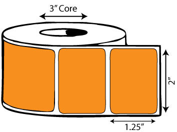 2 2" x 1.25" Thermal Transfer Label (Dark Orange)