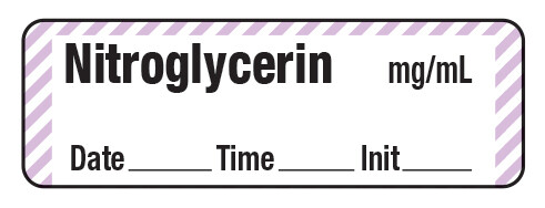 Nitroglycerin mg/mL - Date, Time, Init. Anesthesia Label