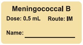 Meningococcal B Dose: 0.5 mL/Route: IM  Immunization Label