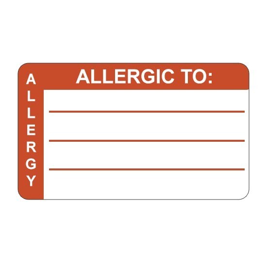 Allergic To: Allergy Label Label