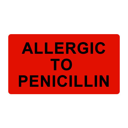 Allergic To Penicilliin Label