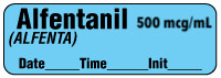 Alfentanil (ALFENTA) 500 mcg/mL - Date, Time, Init. Anesthesia Label