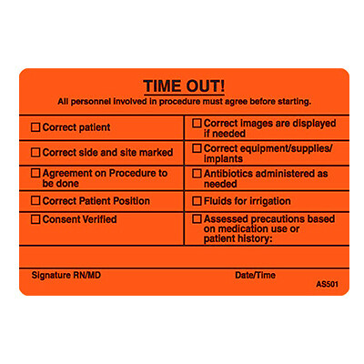TIME OUT (Orange Fluorescent with Black Print)