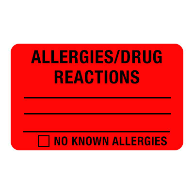 Allergies / Drug Reactions Label