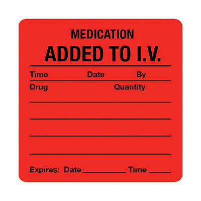 Medication Added To IV Label