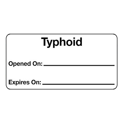 Typhoid Opened on: /Expires on: Immunization Label Typhoid Opened on: /Expires on: Immunization Label