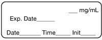 Blank White with Exp. Date, mg/mL, Date, Time, Init. Anesthesia Label