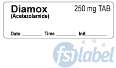 Diamox (Acetazolamide) 250 mg TAB Syringe Label