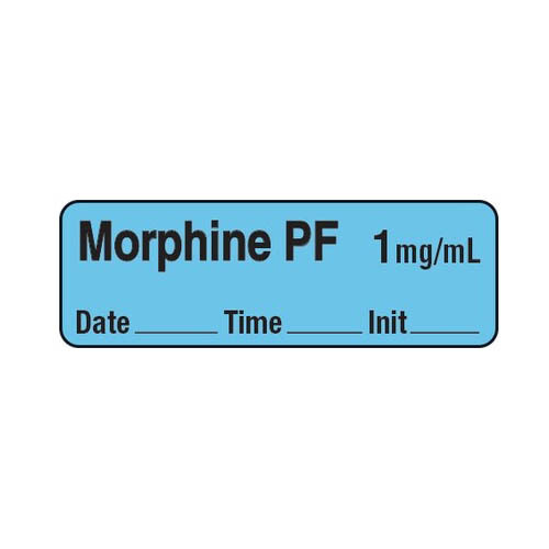 Morphine PF 1mg/ml - Date, Time, Init. Anesthesia Label