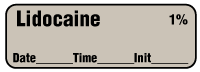 Lidocaine 1% - Date, Time, Init. Anesthesia Label