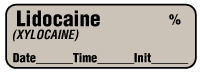 Lidocaine (Xylocaine) % - Date, Time, Init. Anesthesia Label