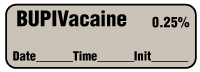 Bupivacaine 0.25% - Date, Time, Init. Anesthesia Label