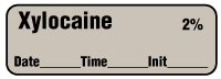 Xylocaine 2% - Date, Time, Init. Anesthesia Label