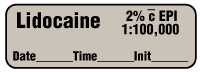Lidocaine 2% c EPI 1:100,000 - Date, Time, Init. Anesthesia Label