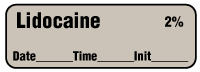 Lidocaine 2% - Date, Time, Initial Anesthesia Label