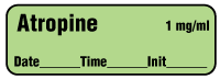 Atropine 1 mg/ml - Date, Time, Init. Anesthesia Label