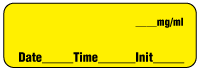Blank (Yellow) mg/ml - Date, Time, Init. Anesthesia Label