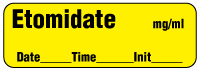 Etomidate mg/ml - Date, Time, Init. Anesthesia Label