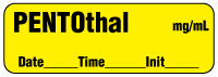 PENTOthal mg/mL - Date, Time, Init. Anesthesia Label