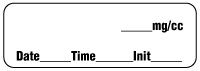 Blank Label mg/cc - Date, Time, Init. Anesthesia Label