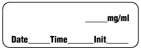 Blank Label mg/ml - Date, Time, Init. Anesthesia Label