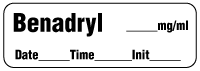 Benadryl mg/ml - Date, Time, Init. Anesthesia Label