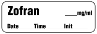 Zofran mg/ml - Date, Time, Init. Anesthesia Label