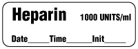 Heparin 1000 UNITS/ml - Date, Time, Init. Anesthesia Label