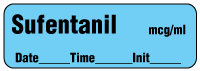Sufentanil mcg/ml - Date, Time, Init. Anesthesia Label