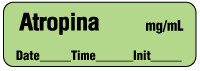 Atropina mg/mL - Date, Time, Init. Anesthesia Label