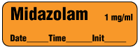 Midazolam 1mg/ml - Date, Time, Init. Anesthesia Label