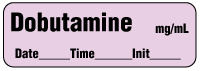 Dobutamine mg/mL - Date, Time, Init. Anesthesia Label