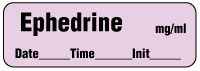 Ephedrine mg/ml - Date, Time, Init. Anesthesia Label