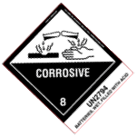 Corrosive Class 8 UN2794 Label
