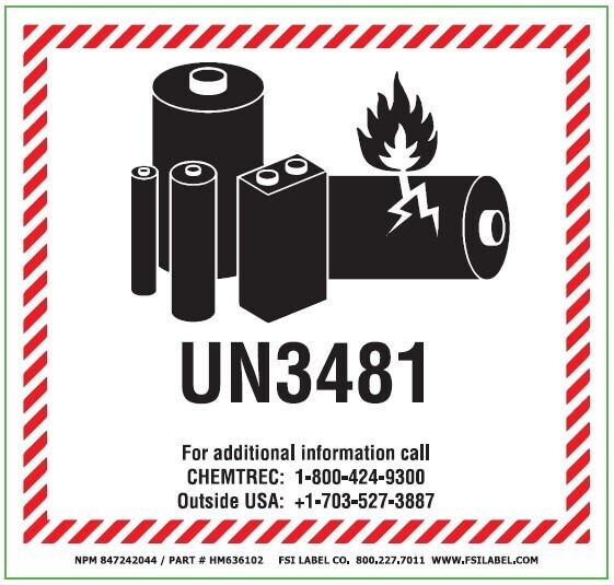 UN3481 w/ CHEMTREC phone