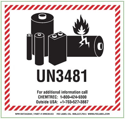 UN3481 w/ CHEMTREC phone