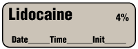 Lidocaine 4% - Date, Time, Init. Anesthesia Label