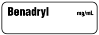 Benadryl mg/mL Anesthesia Label