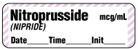 Nitroprusside (NIPRIDE)  mcg/mL - Date, Time, Init. Anesthesia Label
