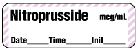 Nitroprusside mcg/mL - Date, Time, Init. Anesthesia Label