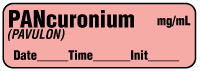 PANcuronium (PAVULON) mg/mL - Date, Time, Init. Anesthesia Label