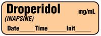 Droperidol (INAPSINE) mg/mL - Date, Time, Init. Anesthesia Label