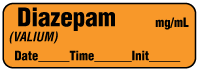 Diazepam (VALIUM) mg/mL - Date, Time, Init. Anesthesia Label
