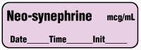 Neo-synephrine mcg/mL - Date, Time, Init. Anesthesia Label