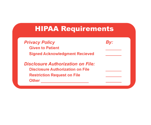 HIPAA Requirements Label, Order in Bulk: 5 Rolls (Minium)