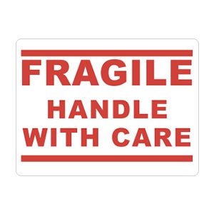 Fragile Handle With Care Label (White/Red)