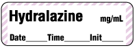 Hydralazine mg/mL - Date, Time, Init. Anesthesia Label