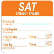 2" x 2" SAT Product/Employee/Prep (TRILINGUAL) Water Dissolvable Label