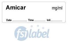 Amicar mg/ml - Date, Time, Init. Syringe Label