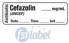 Cefazolin (ANCEF) mg/mL - Date, Time, Init. Antibiotic Syringe Label